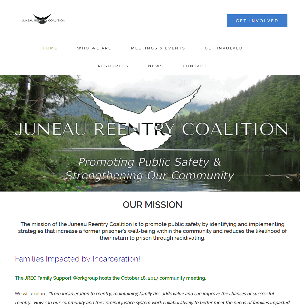 High-quality image of JunEau Reentry Coalition logo with scenic nature background.