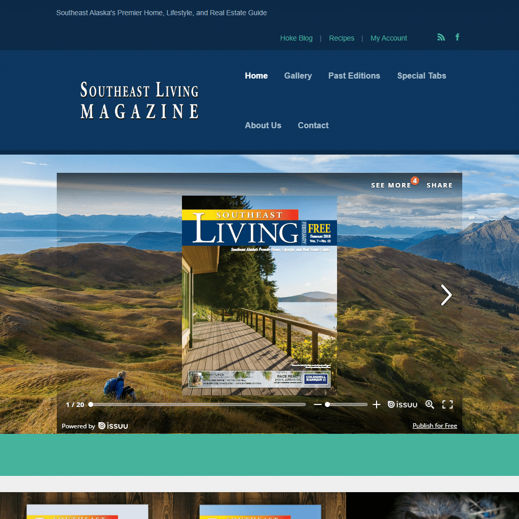 Scenic view of Alaska mountains and magazine cover featuring local lifestyle and real estate.