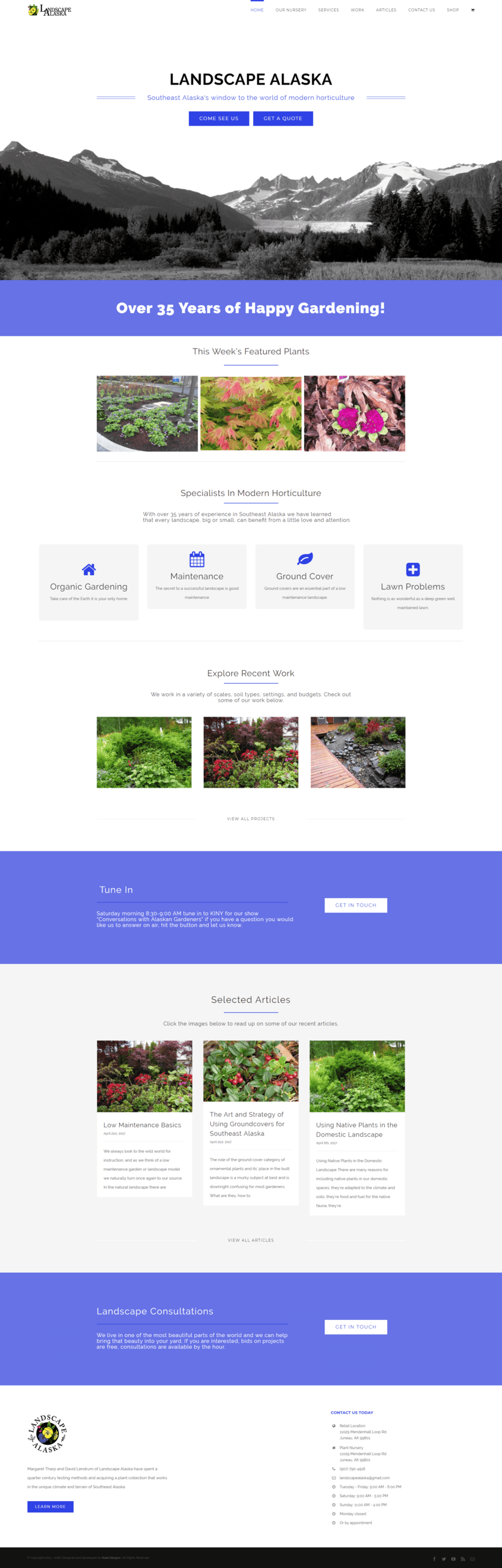 Alaska landscape design and horticulture services for gardens, grounds, and maintenance.