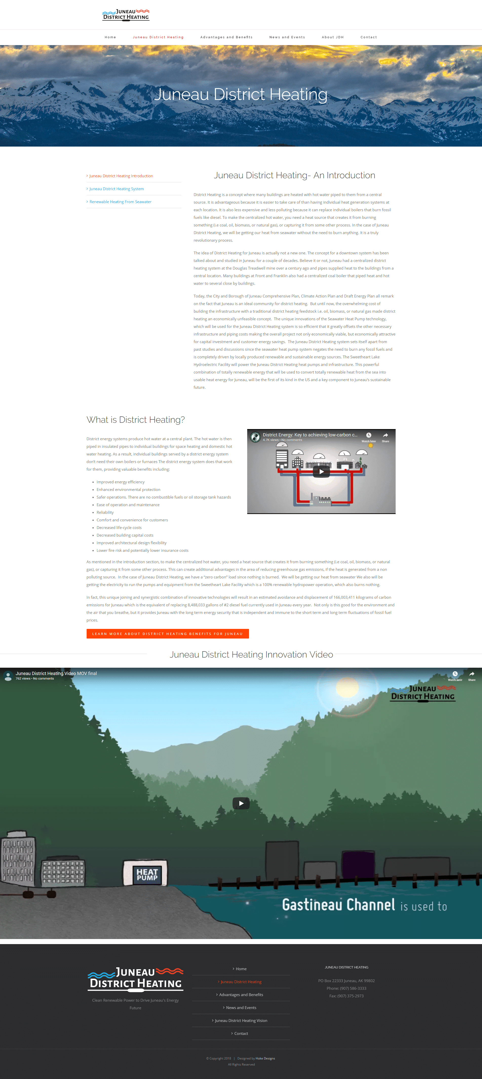 SEO-friendly image of Juneau district heating system with mountain landscape and infrastructure elements.