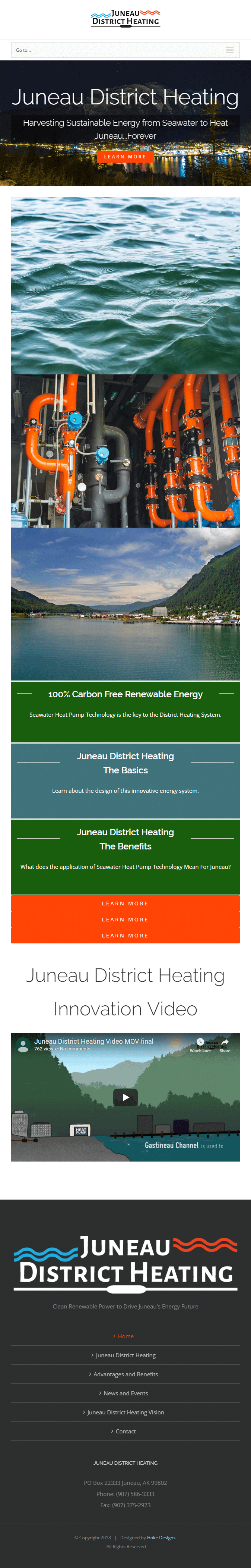 Alt: Seawater heating system with pipes and renewable energy focus.
