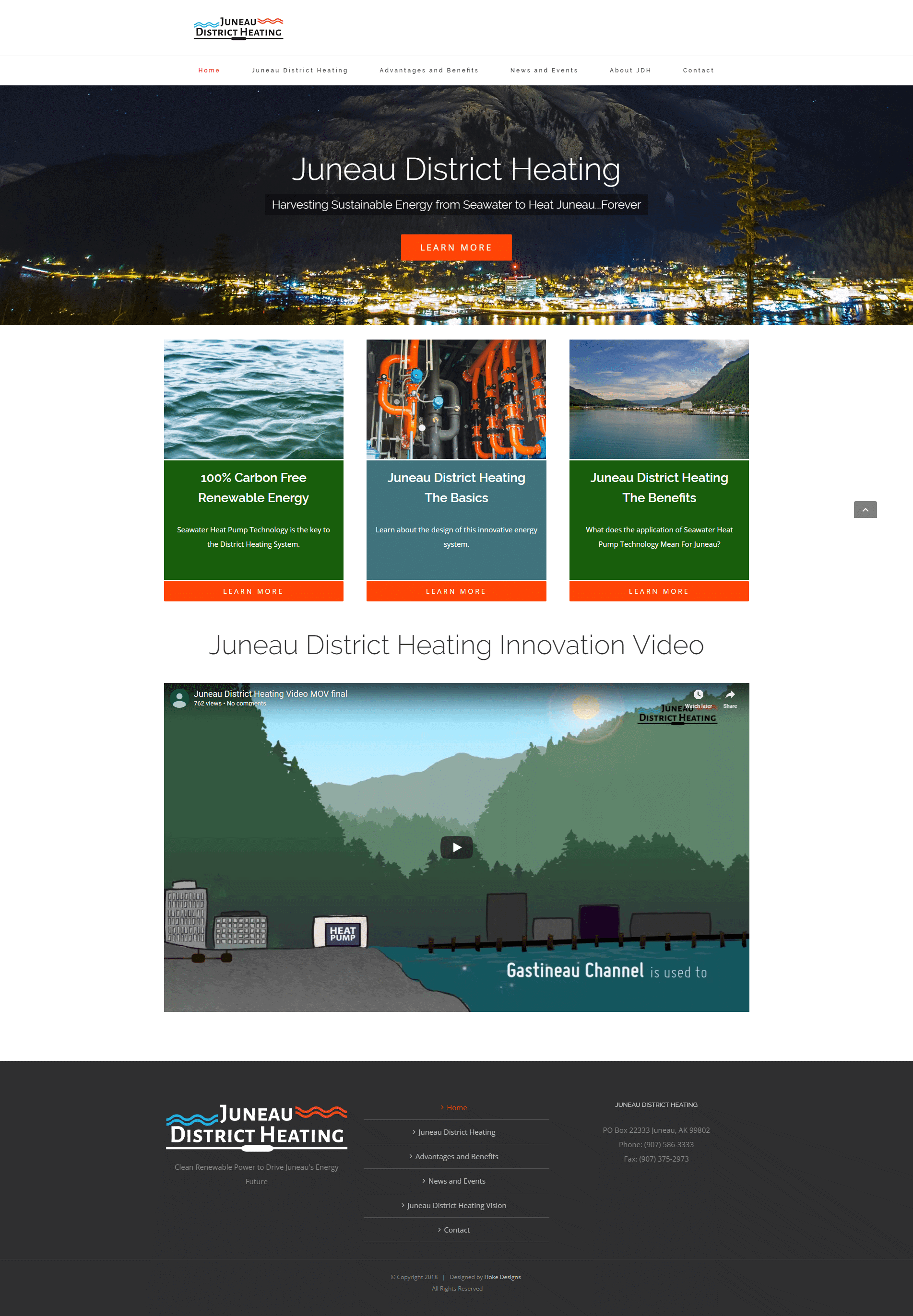 Efficient Juneau District Heating with seawater energy system, renewable power, and innovative eco-friendly technology.