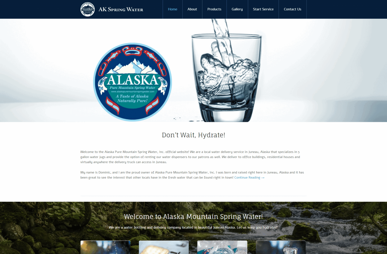 Alaska Pure Mountain Spring Water website