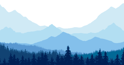 Minimalist mountain landscape with evergreen trees, ideal for outdoor brand logos and creative branding projects.