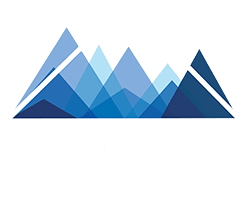 Vibrant mountain landscape logo representing Juneau, Alaska by Hoke Designs.
