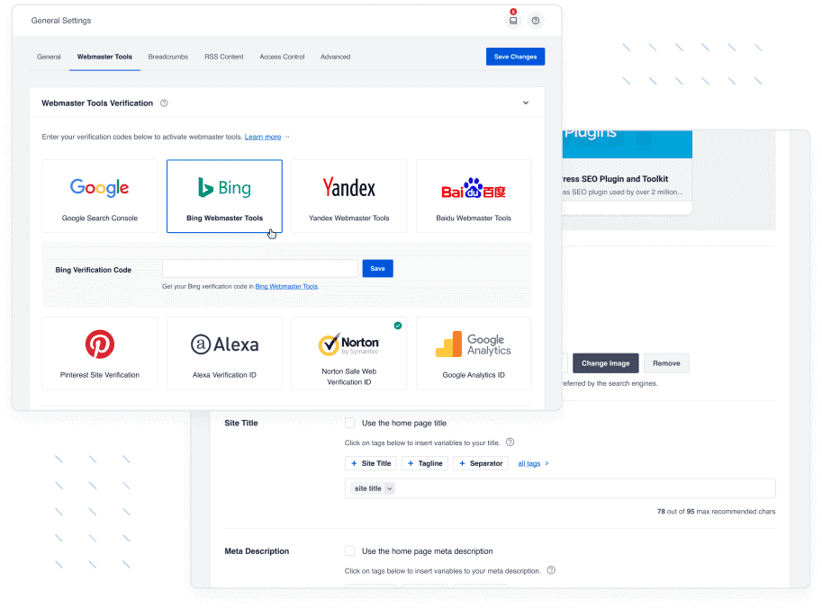 SEO verification with Bing, Google, Yandex & more.