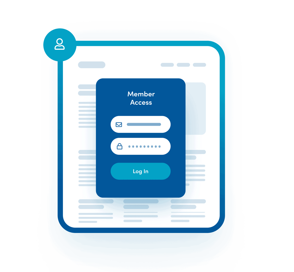 User login interface with email and password fields, highlighting secure login.
