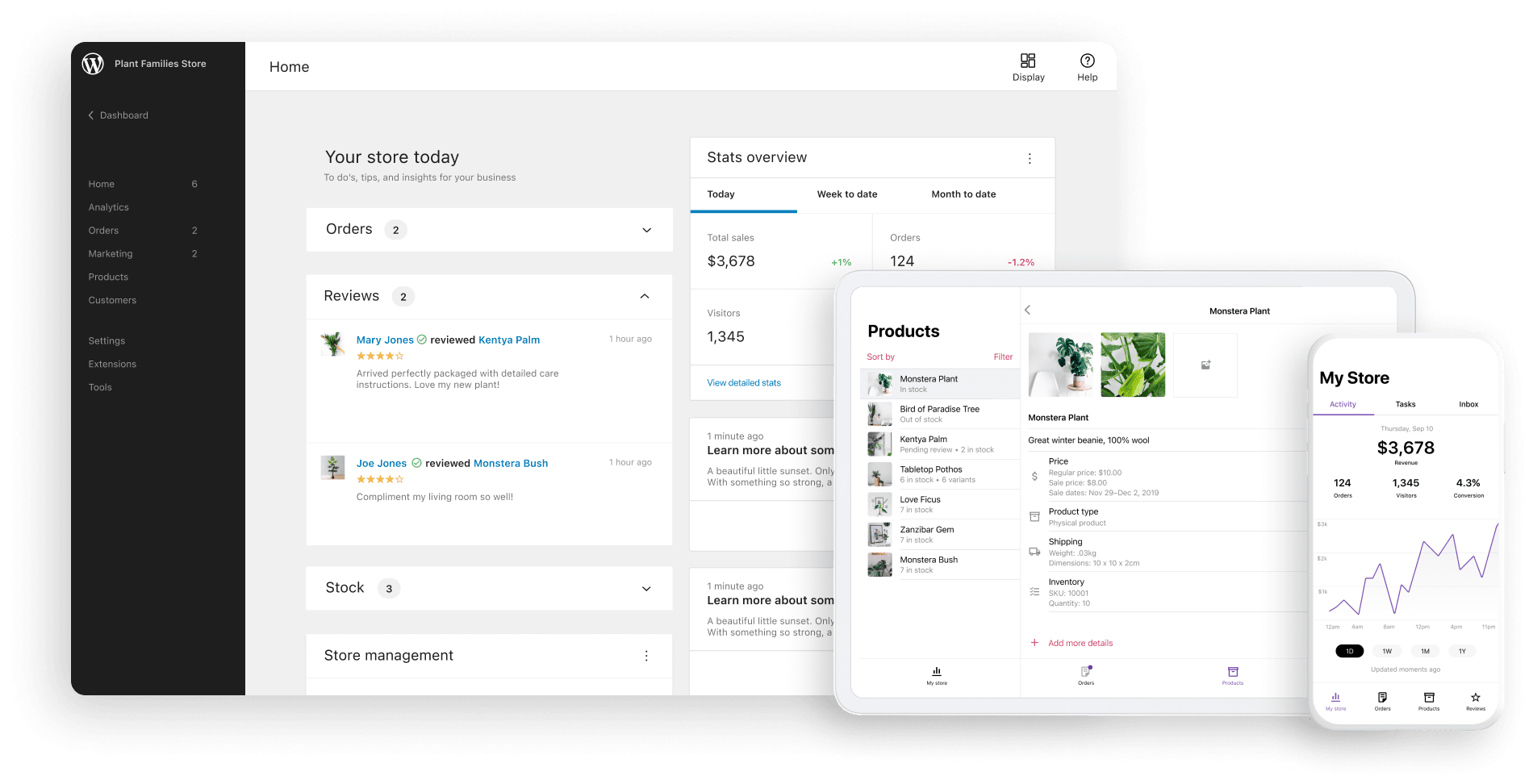 Responsive Shopify storefront showcasing plants and home decor products.