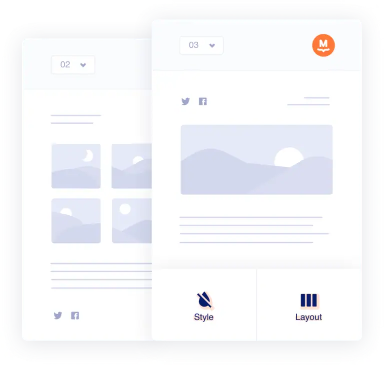 Photo editing app interface with customizable styles and layouts.