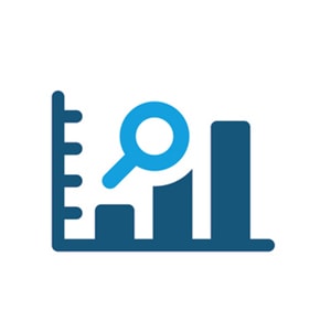 Icon representing data analytics and graphic design services.