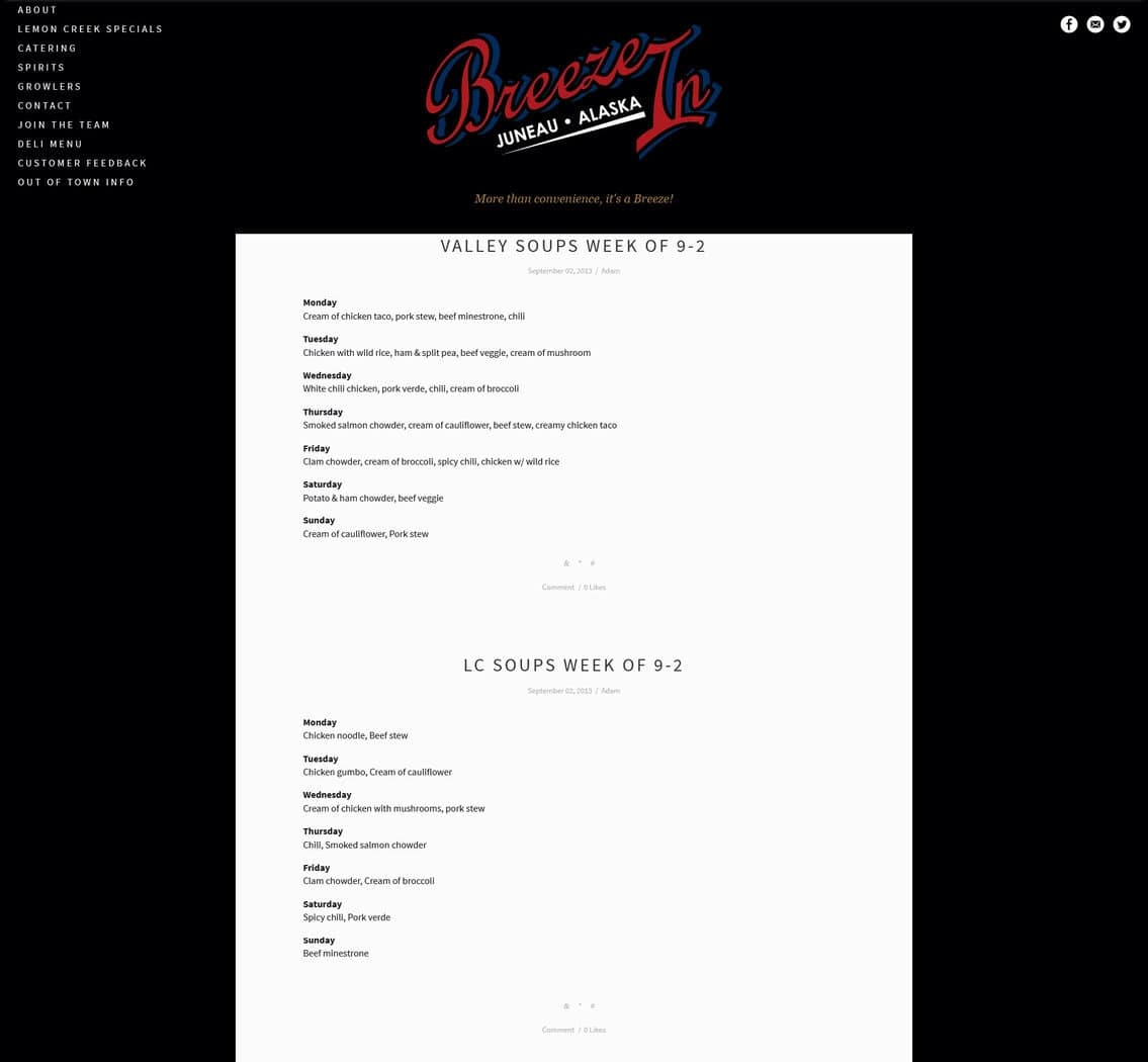 Breeze In website before