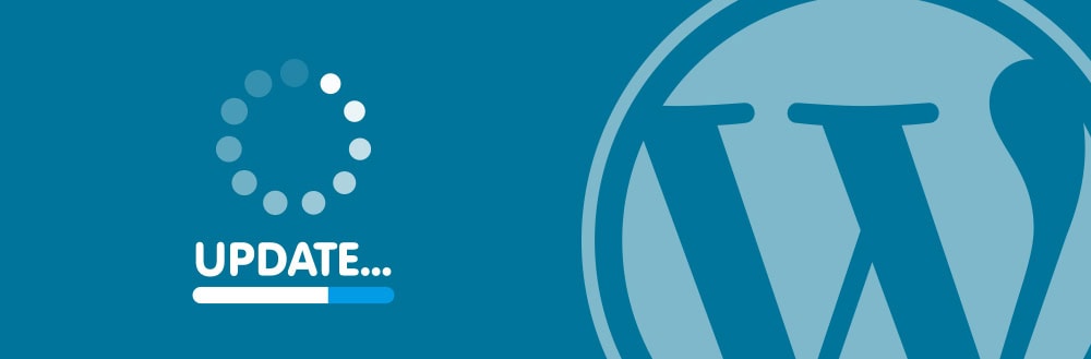 Illustration of WordPress update process emphasizing security and website growth.