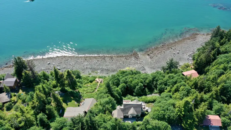 Turquoise shoreline from above