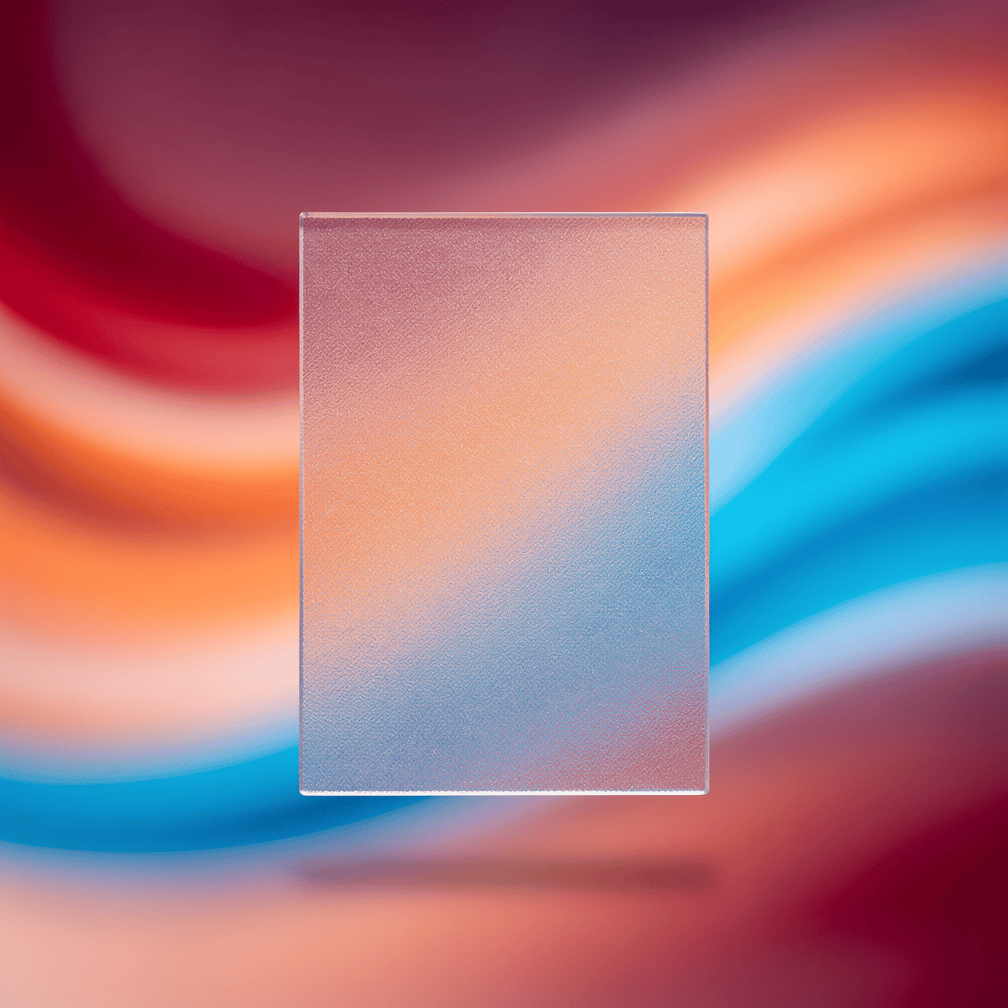Frosted glass panel softening bright colorful gradients behind it, illustrating the glassmorphism style